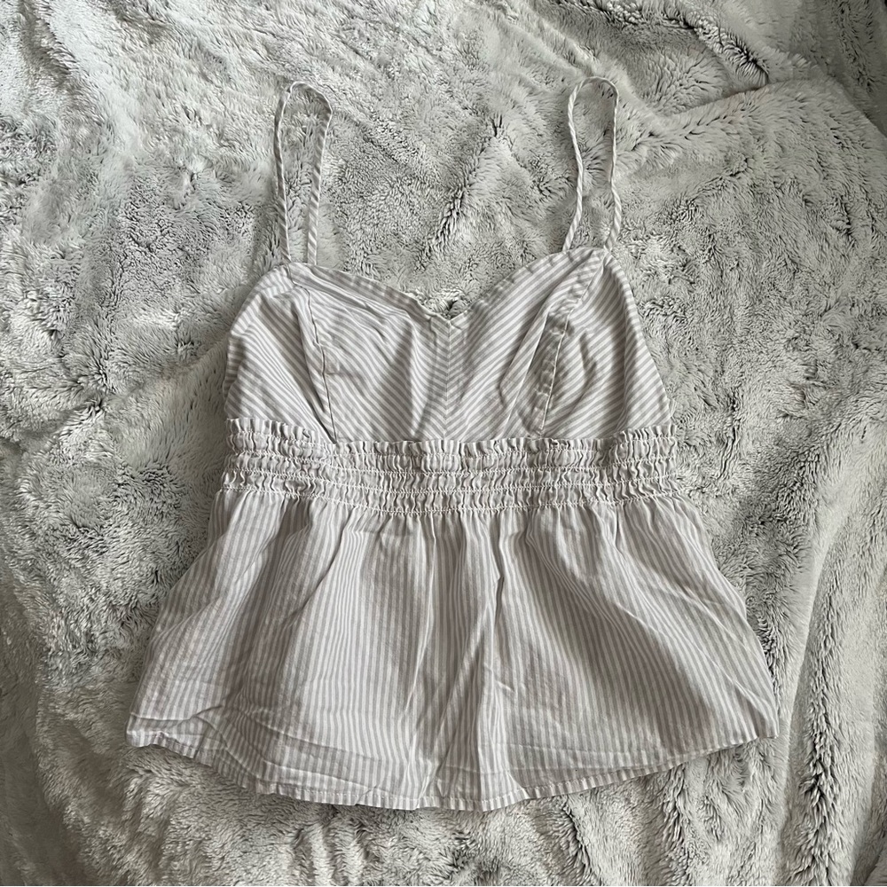 Pinstripe Peplum Top
